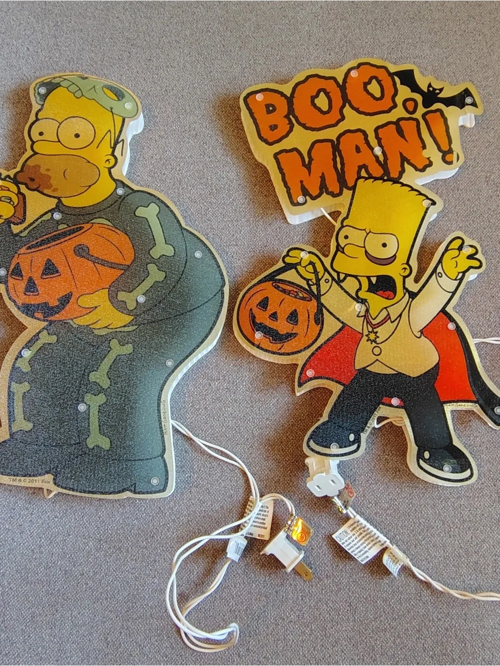 The Simpsons Pre-lit Window Decor Homer Skeleton Bart Vampire Boo Man WORKS